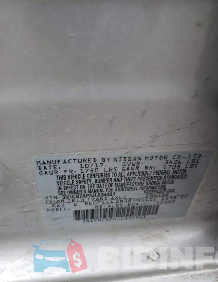 3N1CN7AP4JL834461 Photo# 13