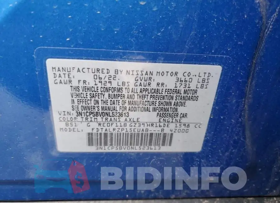 3N1CP5BV0NL523613 Photo# 12