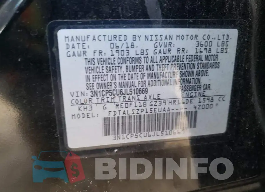 3N1CP5CU6JL510669 Photo# 13