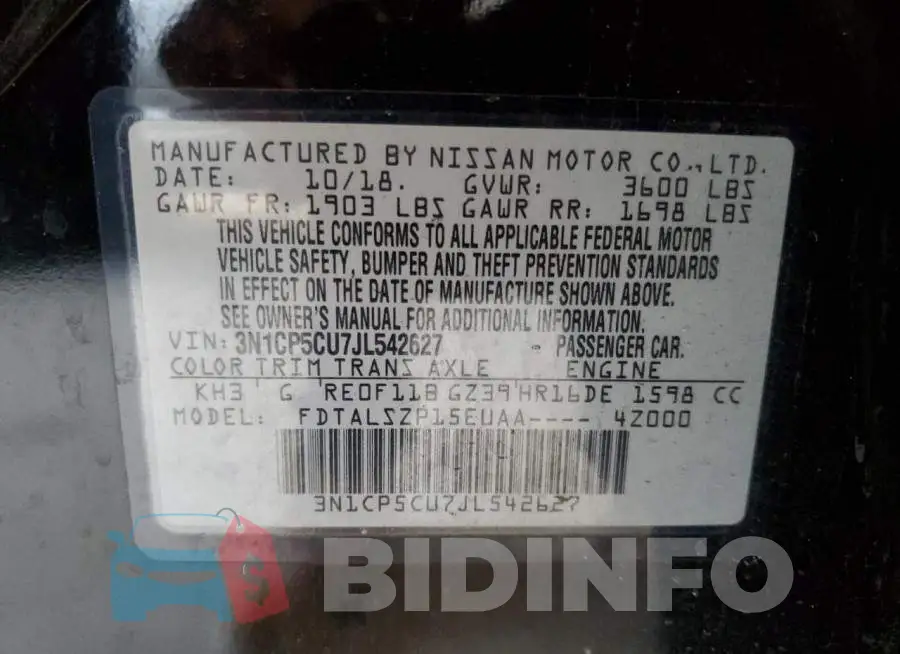 3N1CP5CU7JL542627 Photo# 10