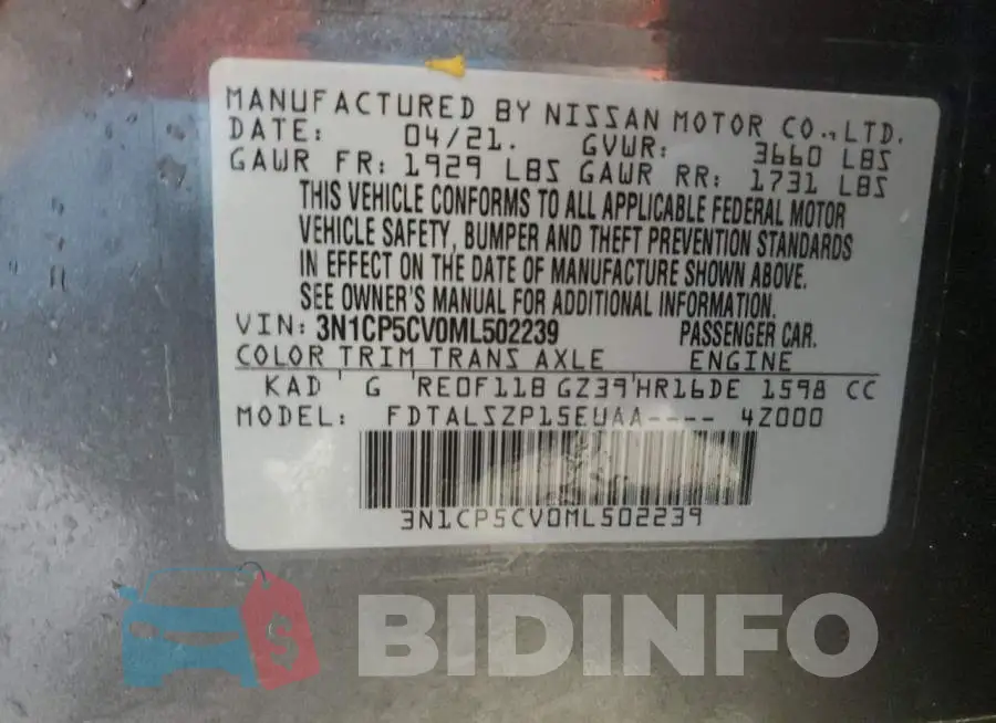 3N1CP5CV0ML502239 Photo# 13