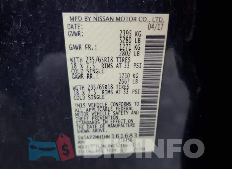 5N1AZ2MH1HN161683 Photo# 14