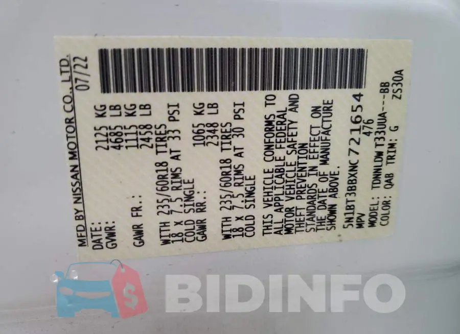5N1BT3BBXNC721654 Photo# 13