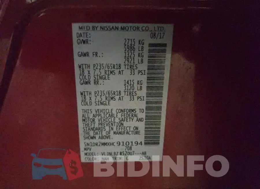 5N1DR2MMXHC910194 Photo# 14