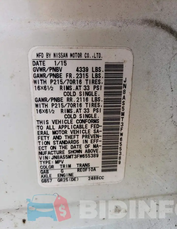 JN8AS5MT3FW655389 Photo# 12