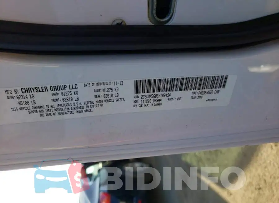 2C3CDXBG8EH186494 Photo# 12