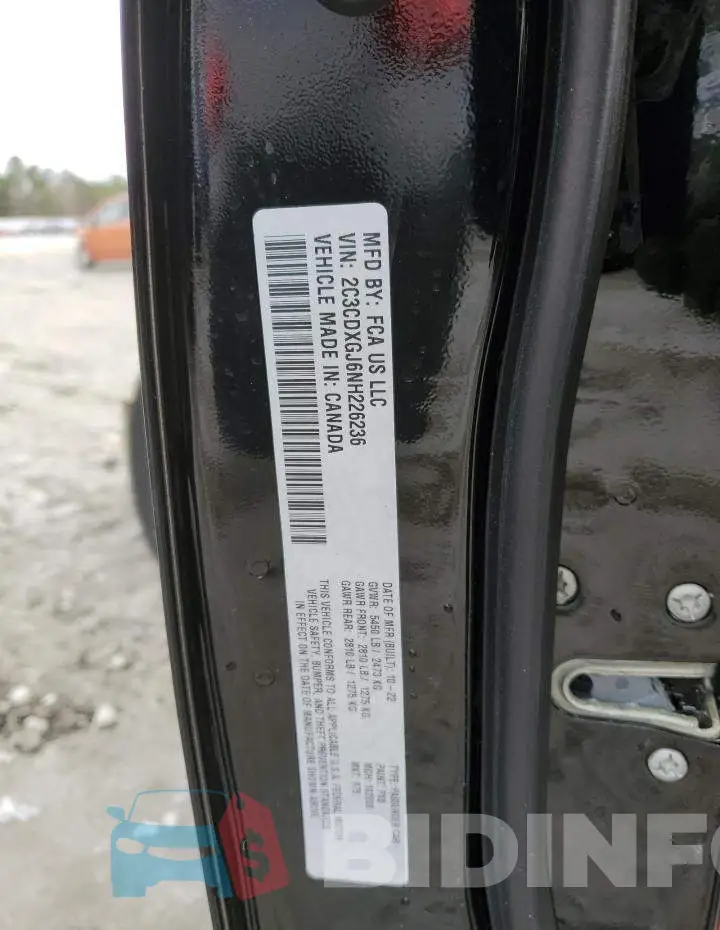 2C3CDXGJ6NH226236 Photo# 12