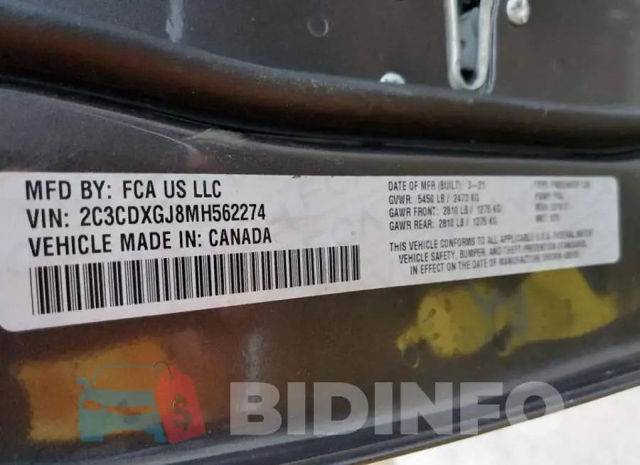 2C3CDXGJ8MH562274 Photo# 13