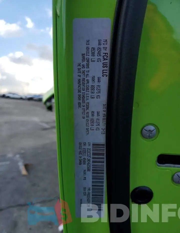 2C3CDZFJ8KH625688 Photo# 12