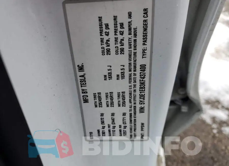5YJ3E1EB3KF437400 Photo# 12