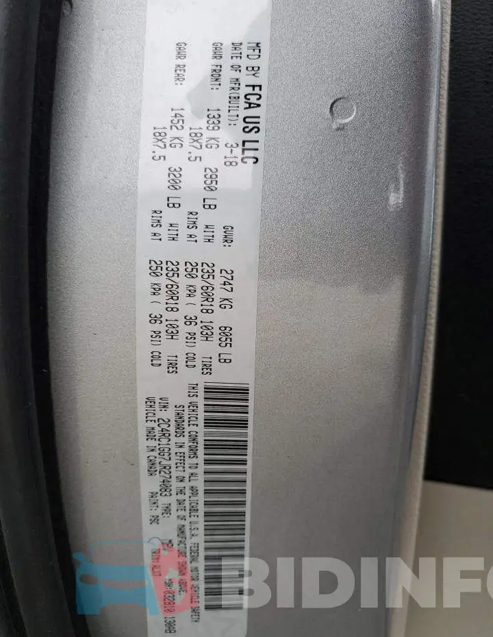 2C4RC1GG7JR274083 Photo# 13