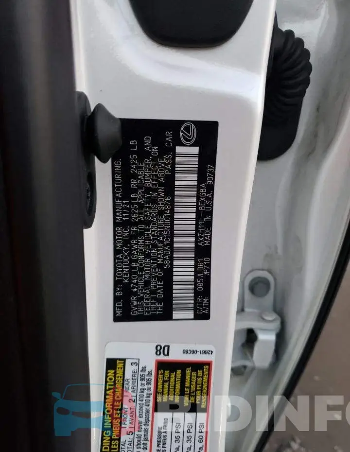 58ADA1C15NU014876 Photo# 12