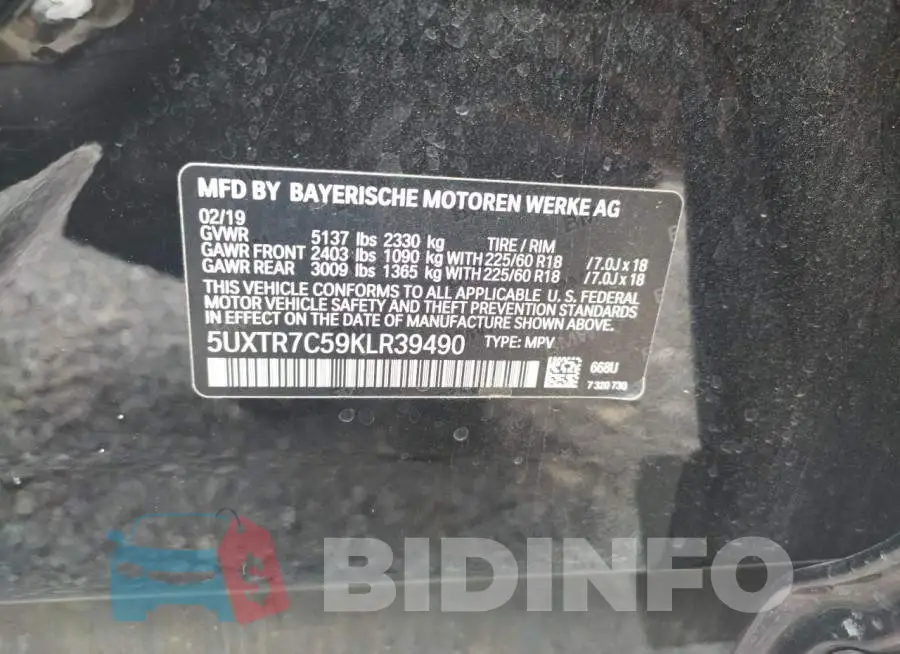 5UXTR7C59KLR39490 Photo# 10
