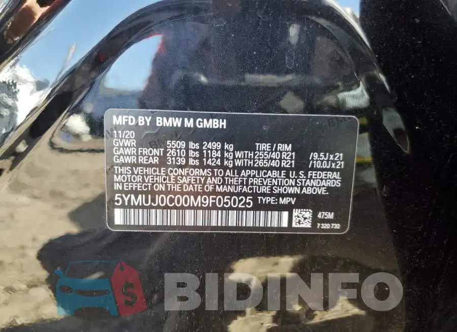 5YMUJ0C00M9F05025 Photo# 10