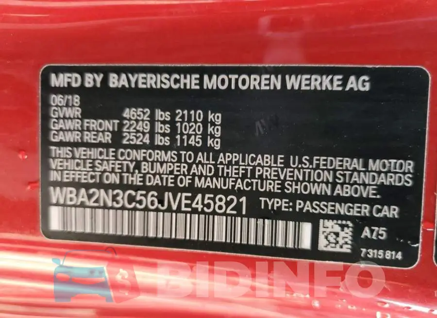 WBA2N3C56JVE45821 Photo# 12