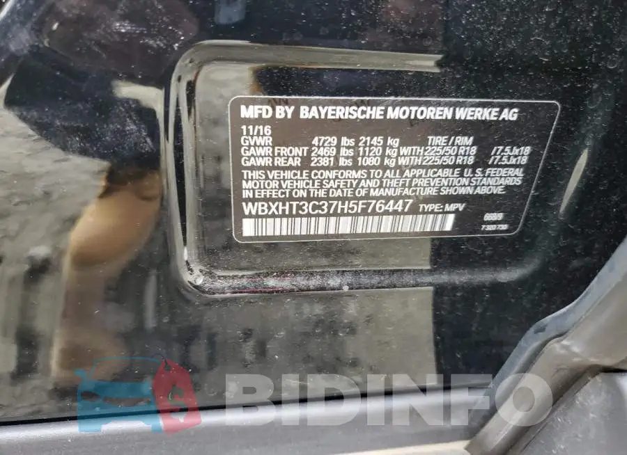 WBXHT3C37H5F76447 Photo# 13