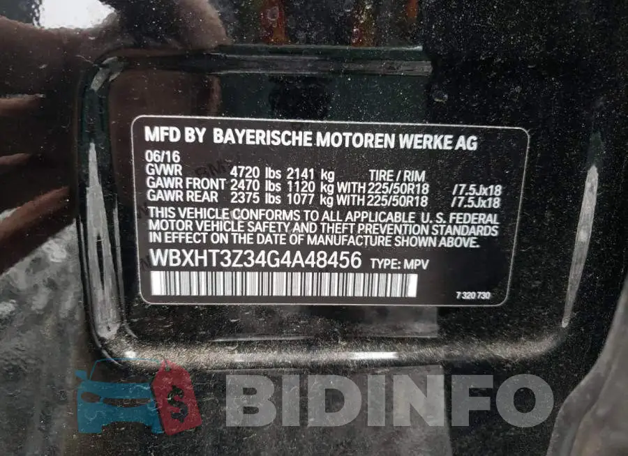 WBXHT3Z34G4A48456 Photo# 13
