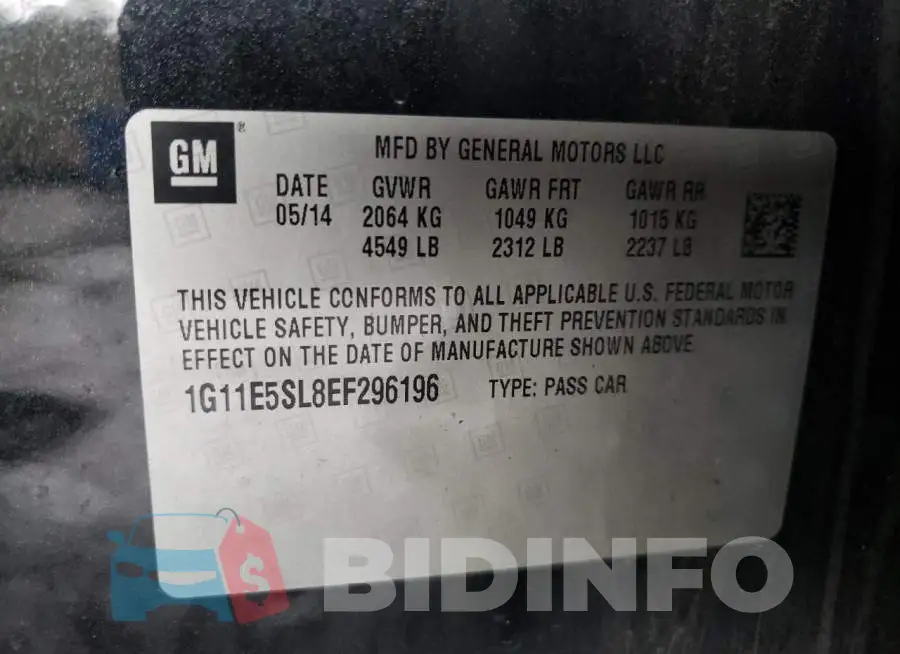1G11E5SL8EF296196 Photo# 12