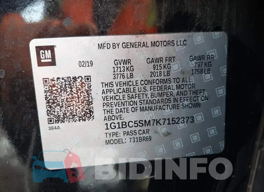 1G1BC5SM7K7152373 Photo# 12