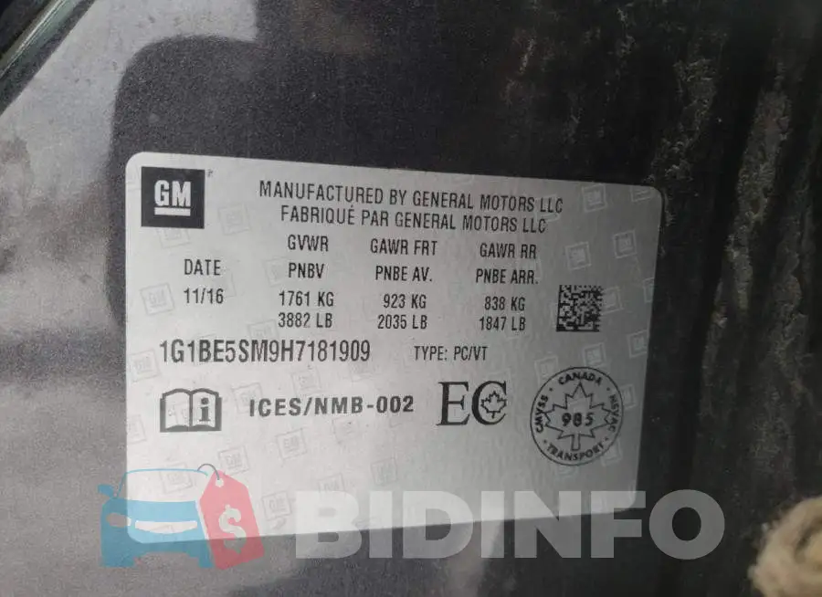 1G1BE5SM9H7181909 Photo# 12