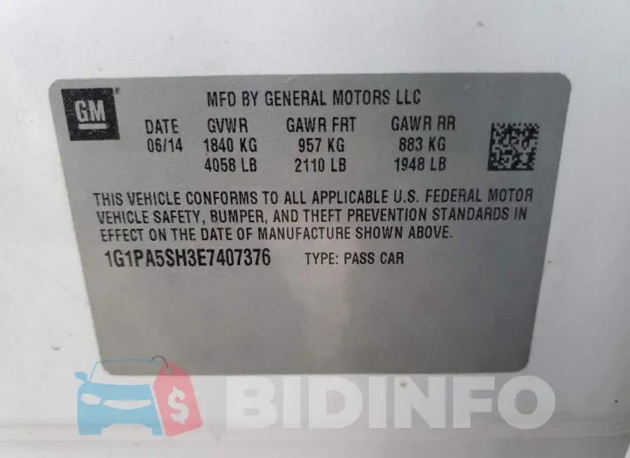 1G1PA5SH3E7407376 Photo# 12