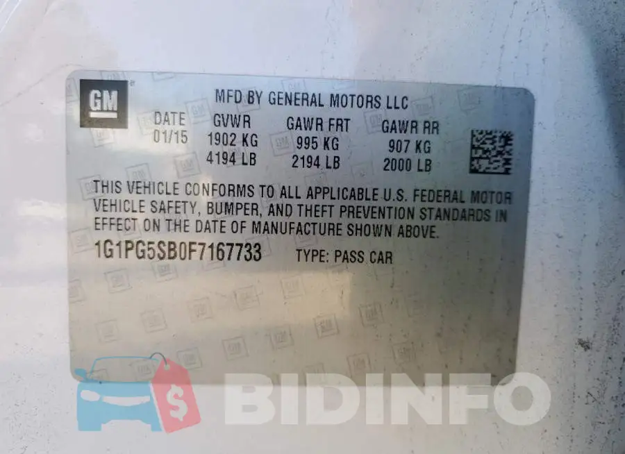 1G1PG5SB0F7167733 Photo# 13