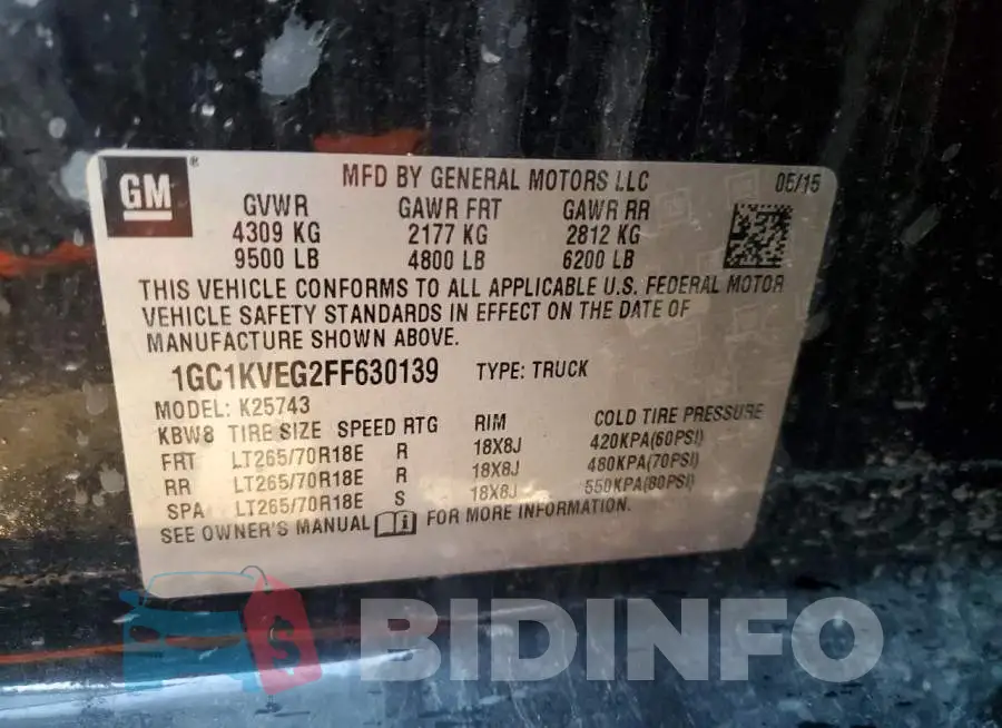 1GC1KVEG2FF630139 Photo# 13