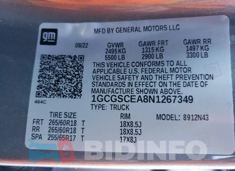 1GCGSCEA8N1267349 Photo# 10