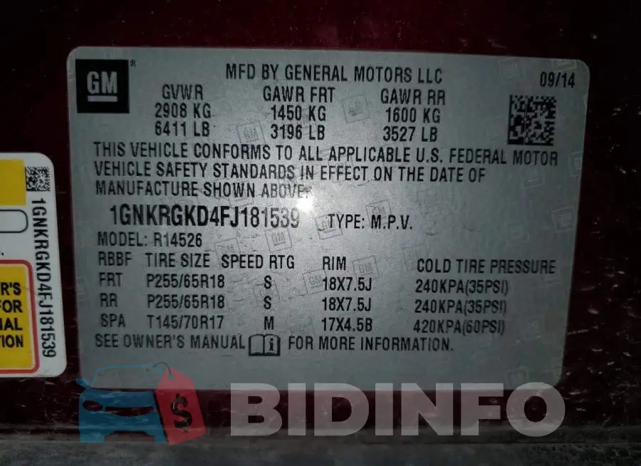 1GNKRGKD4FJ181539 Photo# 13