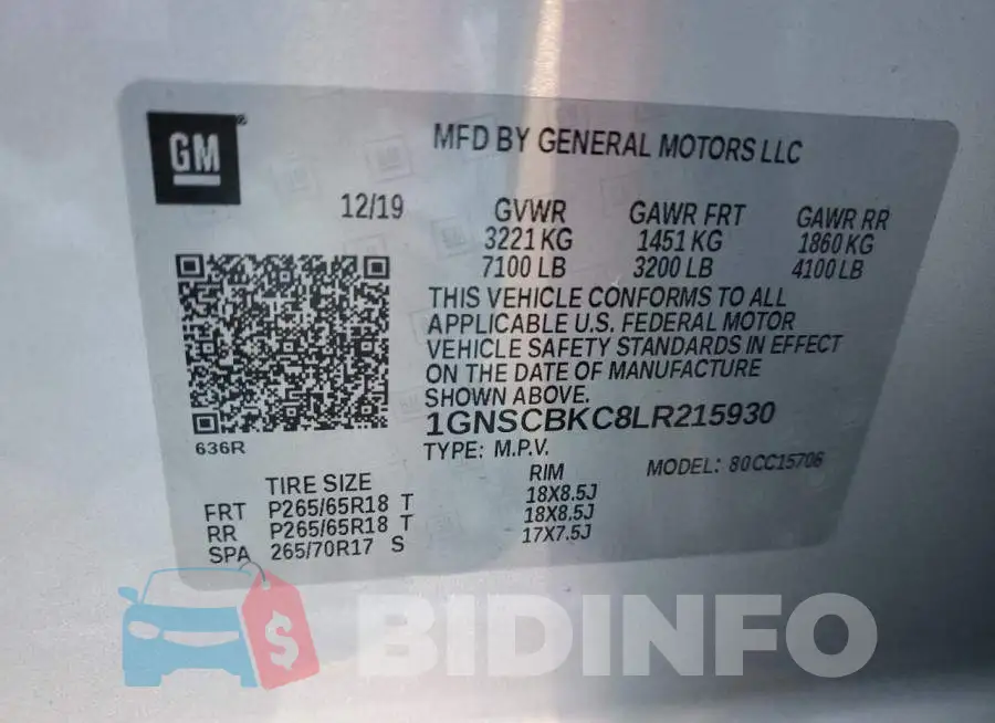 1GNSCBKC8LR215930 Photo# 14