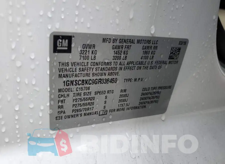 1GNSCBKC9GR338450 Photo# 12