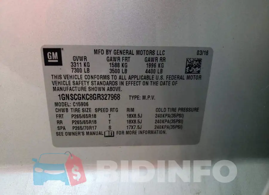 1GNSCGKC8GR327968 Photo# 13