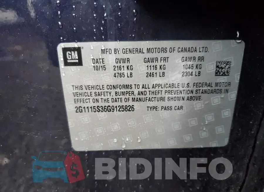2G1115S36G9125826 Photo# 13