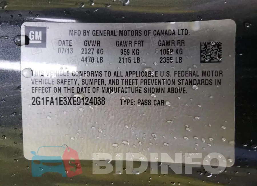 2G1FA1E3XE9124038 Photo# 13