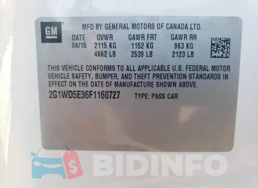 2G1WD5E36F1160727 Photo# 10