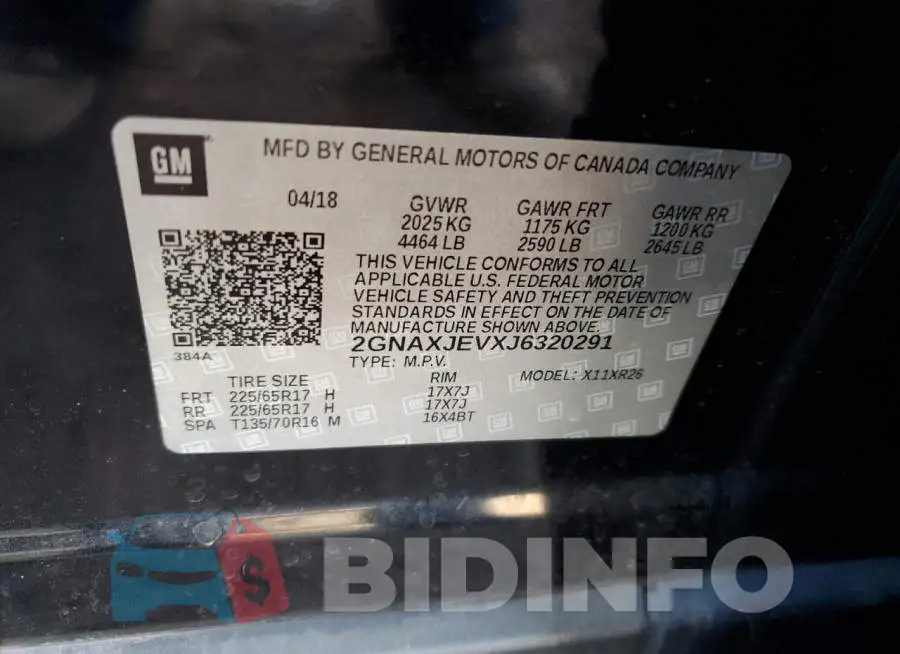 2GNAXJEVXJ6320291 Photo# 12