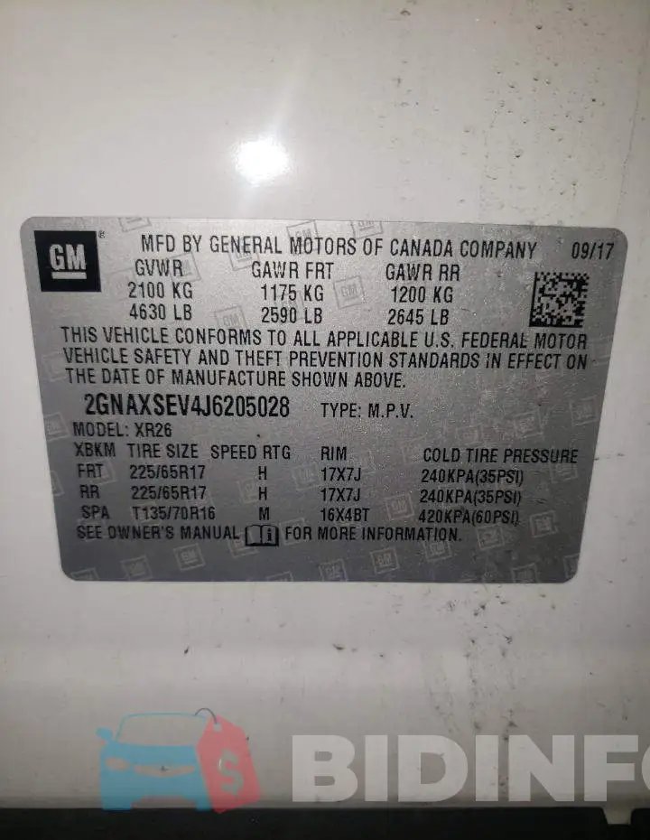2GNAXSEV4J6205028 Photo# 13