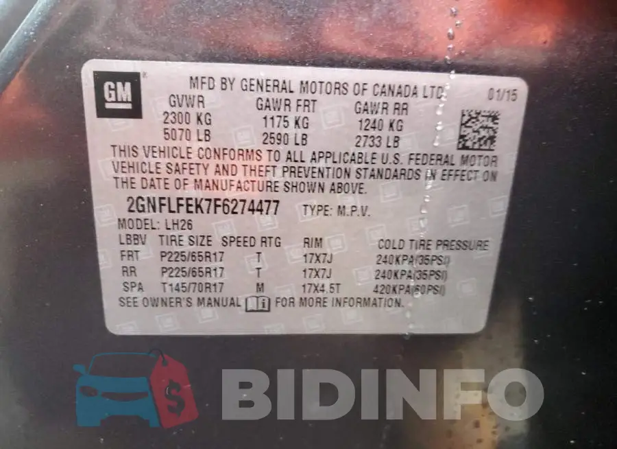 2GNFLFEK7F6274477 Photo# 10