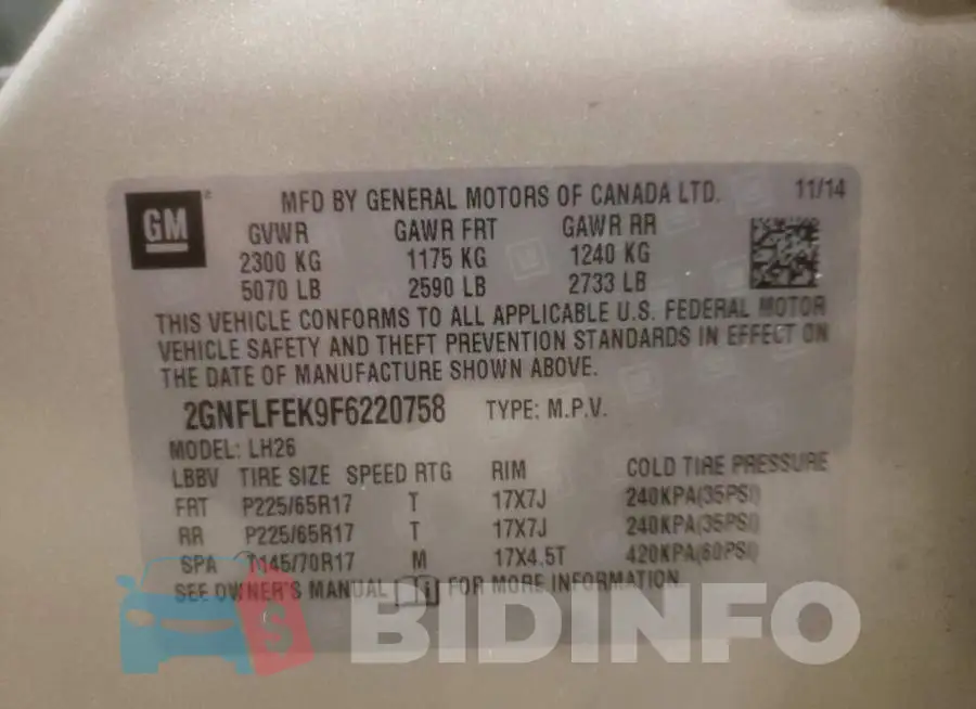2GNFLFEK9F6220758 Photo# 10