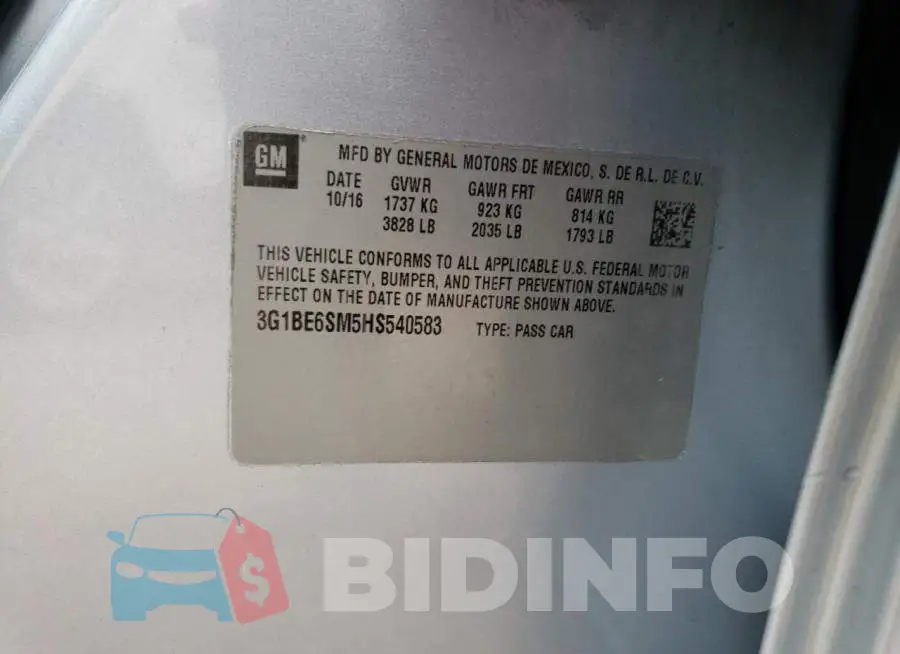 3G1BE6SM5HS540583 Photo# 12