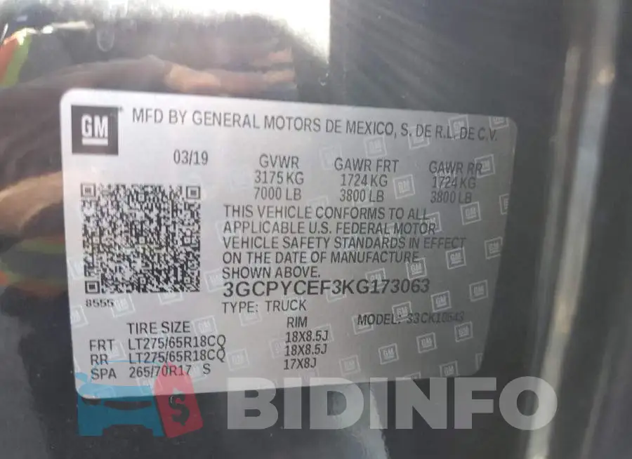 3GCPYCEF3KG173063 Photo# 12