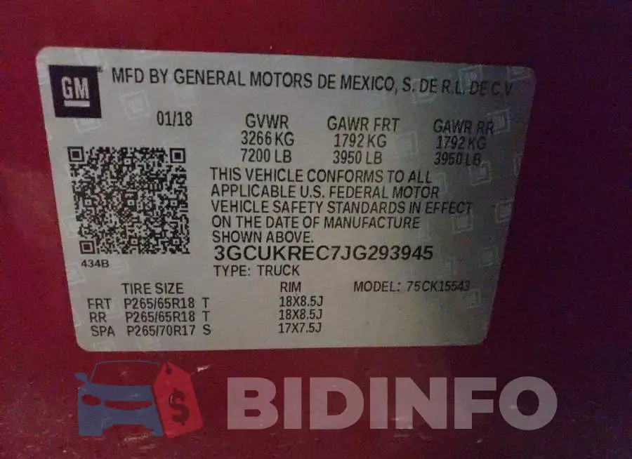 3GCUKREC7JG293945 Photo# 12