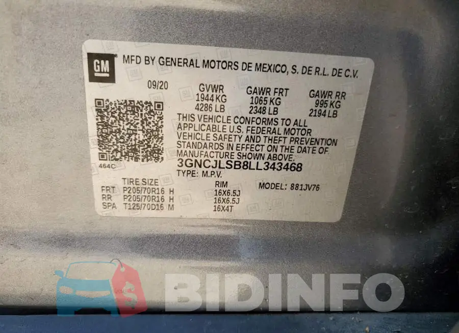 3GNCJLSB8LL343468 Photo# 12