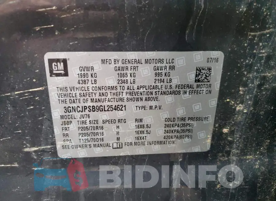 3GNCJPSB9GL254621 Photo# 13