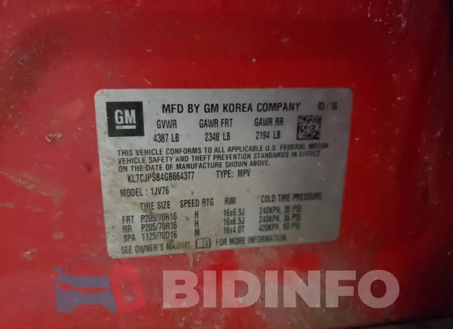 KL7CJPSB4GB664377 Photo# 13