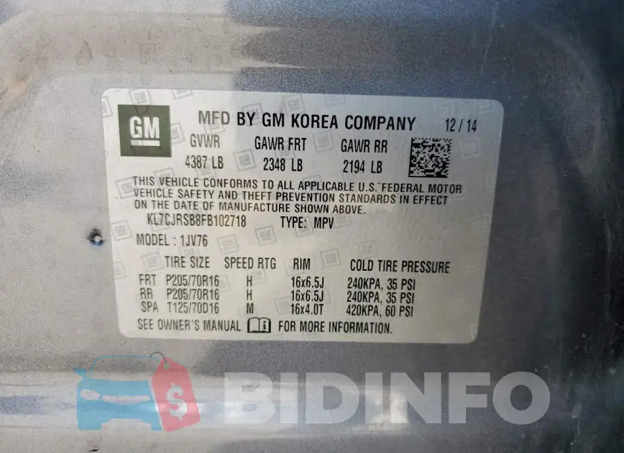 KL7CJRSB8FB102718 Photo# 10