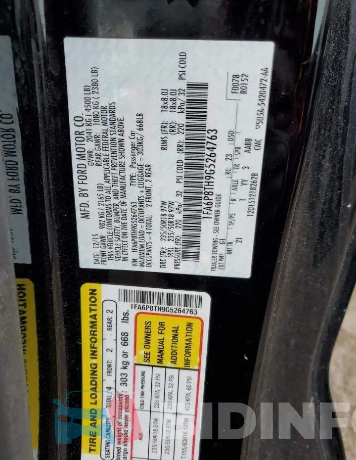 1FA6P8TH9G5264763 Photo# 12