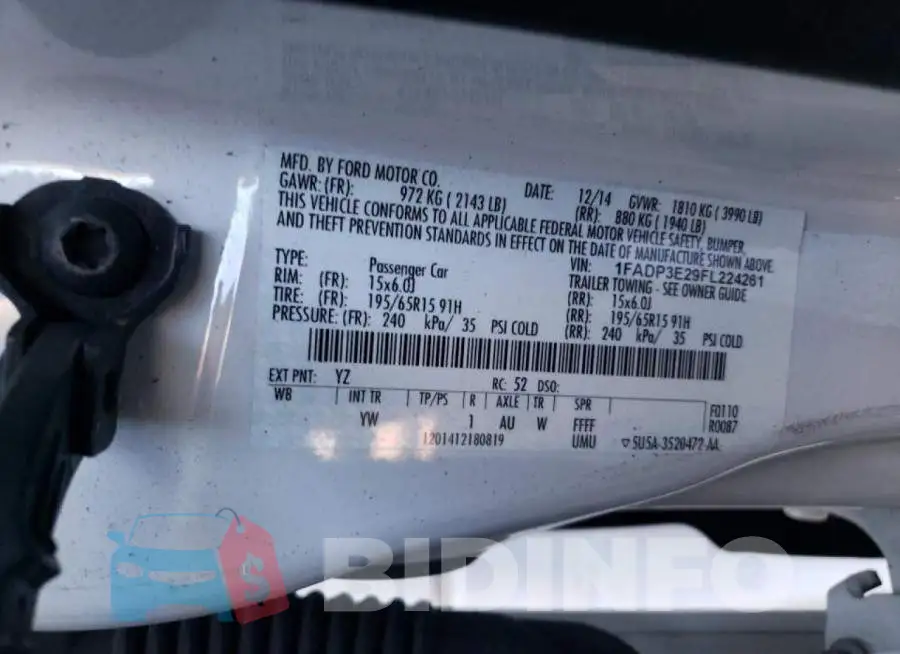 1FADP3E29FL224261 Photo# 10