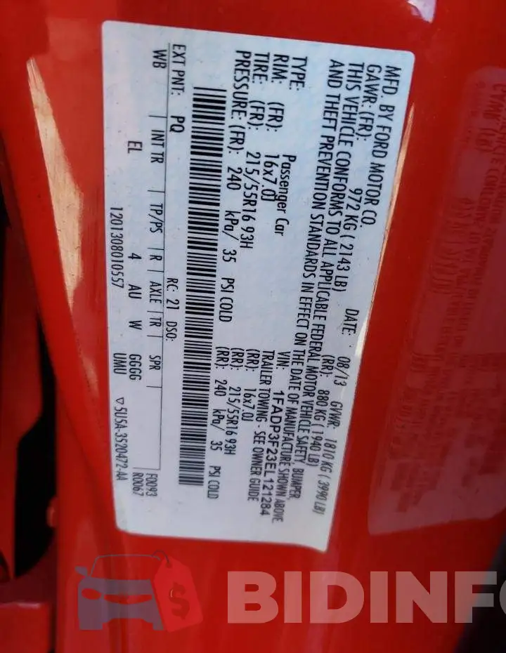 1FADP3F23EL121284 Photo# 12