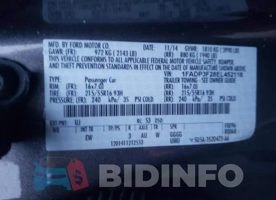 1FADP3F28EL452118 Photo# 12